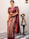 Women's Woven Design Kanjivaram Style Art Silk Saree With Blouse Piece 8