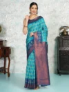 Women's Woven Design Pochampally Style Art Silk Saree With Blouse Piece
