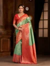 Women's Woven Design Kanjivaram Art Silk Saree With Blouse Piece 14