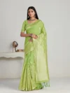 Women's Woven Design Banarasi Style Poly Cotton Saree With Blouse Piece 2