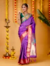 Women's Woven Design Paithani Style Art Silk Saree With Blouse Piece